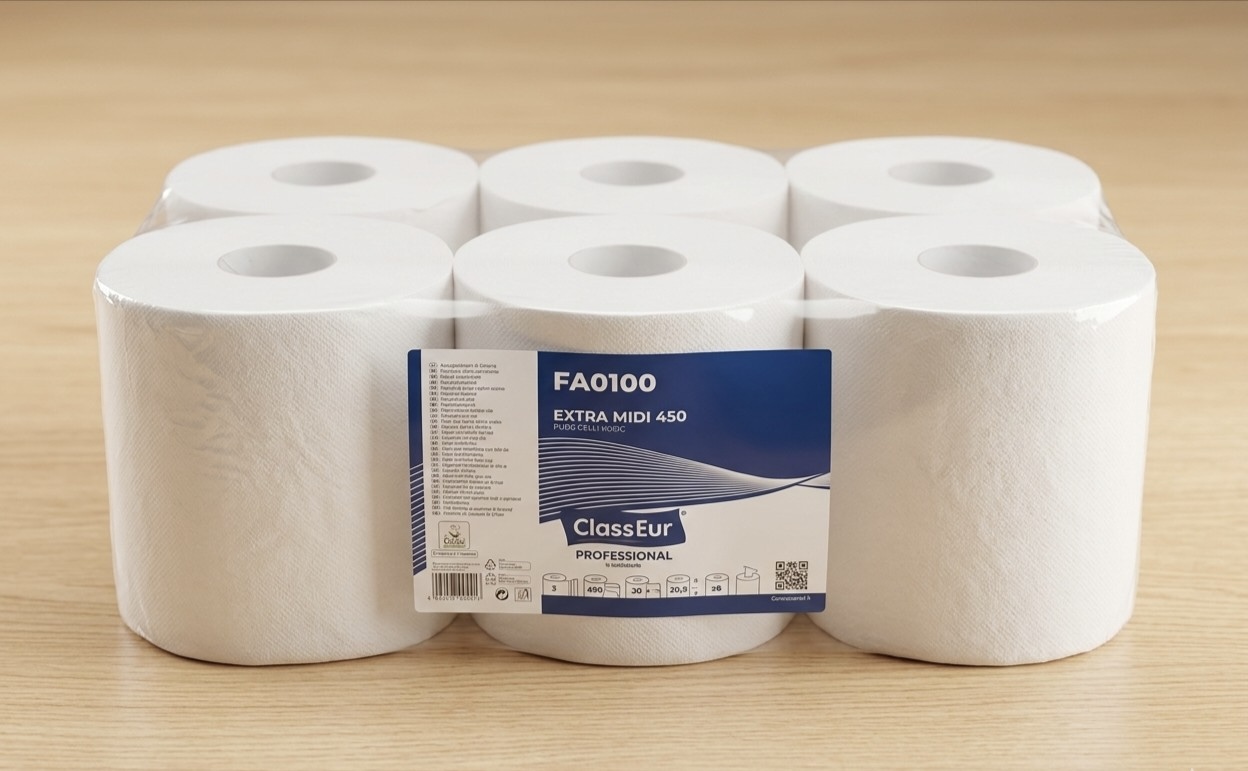 ROTOLI CARTA MANI A SFILAMENTO INTERNO EXTRA MIDI - 6PZ